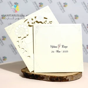 کارت عروسی R20 AVA متالایز گل لیزری