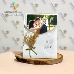 کارت عروسی عکس دار سفید متالایز مدل R95 TOTI - Image 2