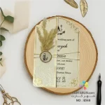 کارت عروسی فانتزی کرم و طلایی E568